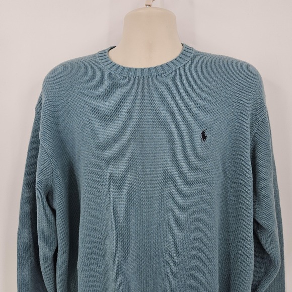 Polo Ralph Lauren Sweater Men XXL Blue Cotton Knit Heritage Holiday Preppy Dad - Picture 2 of 11